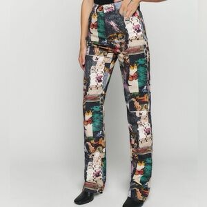 Reformation printed patterned jeans